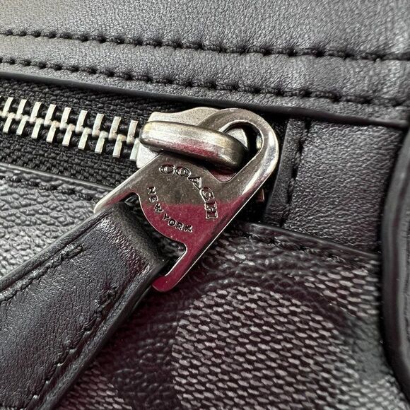 Coach NWOT Houston Crossbody Bag Signature Coated Canvas and Leather Black - Picture 9 of 15